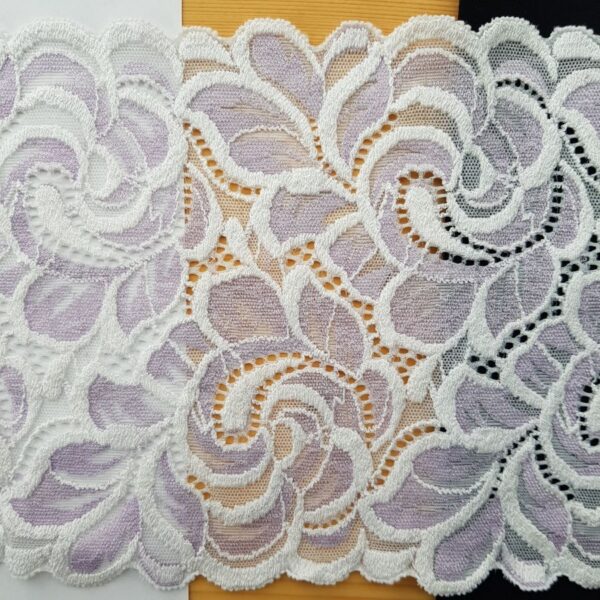 Elastische Spitze, 2-farbig, weiss mit mauve – Bild 2