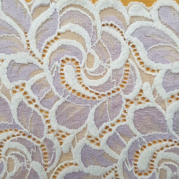 Elastische Spitze, 2-farbig, weiss mit mauve