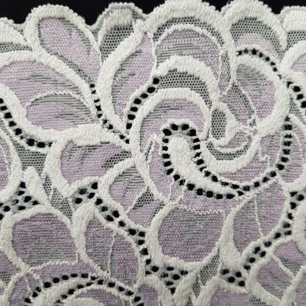 Elastische Spitze, 2-farbig, weiss mit mauve – Bild 3