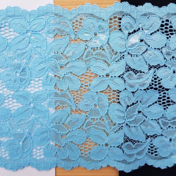 Elastische Spitze, Blumenmeer, hellblau – Bild 4