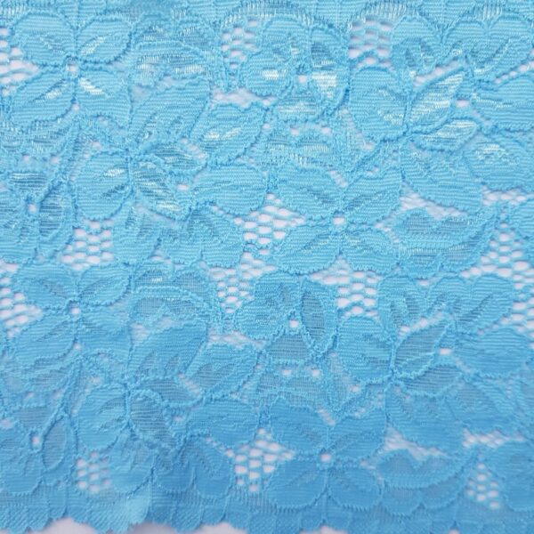 Elastische Spitze, Blumenmeer, hellblau – Bild 3