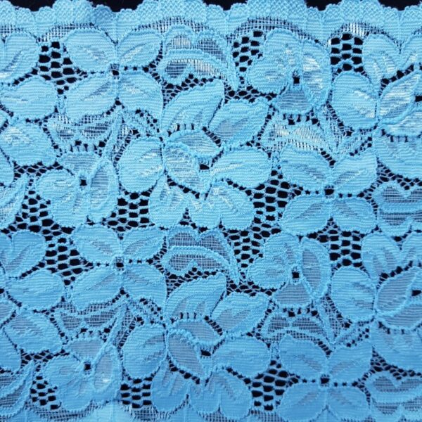 Elastische Spitze, Blumenmeer, hellblau – Bild 2