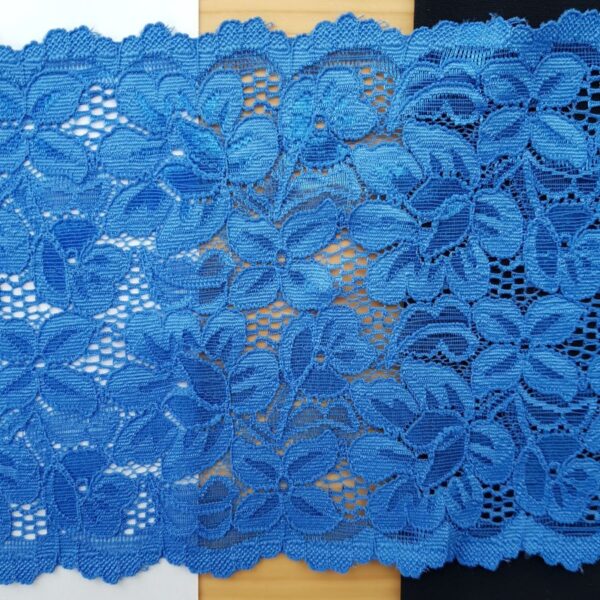 Elastische Spitze, Blumenmeer, kornblumenblau – Bild 4