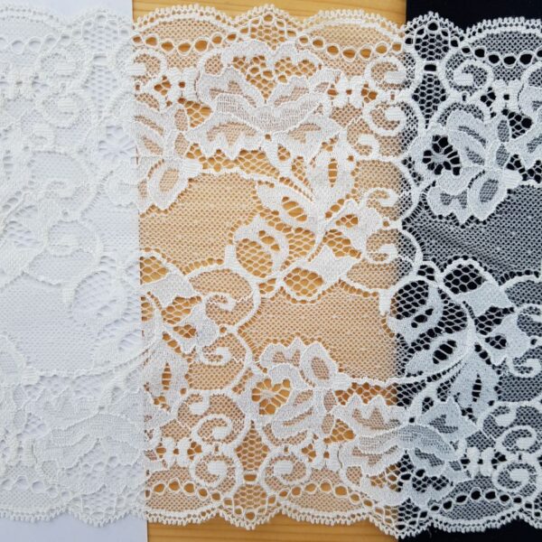 Elastische Spitze, Rosen, crème – Bild 2
