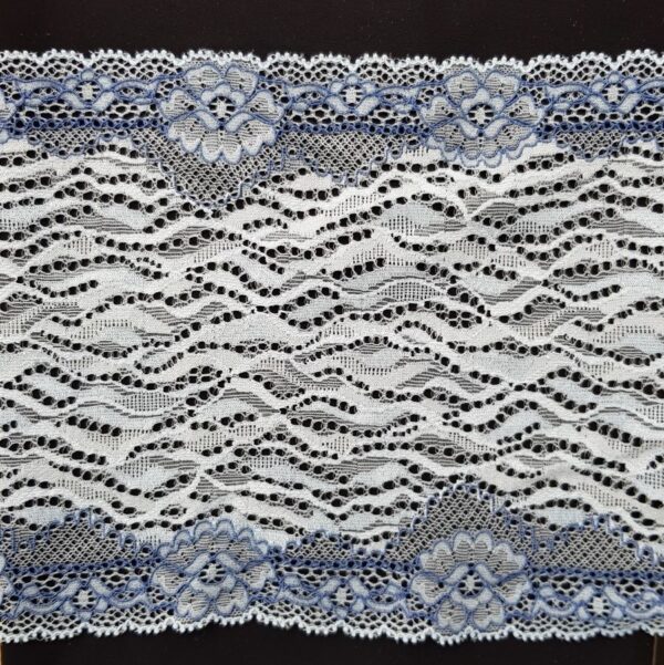 Elastische Spitze, 2-farbig, hellblau mit kornblau – Bild 3