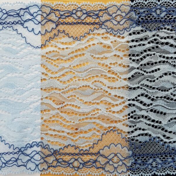 Elastische Spitze, 2-farbig, hellblau mit kornblau – Bild 2