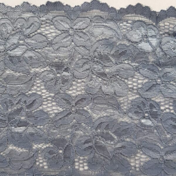 Elastische Spitze, Blumenmeer, blaugrau – Bild 2