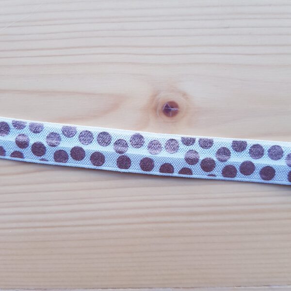Faltgummi, elastisches Einfassband, 16 mm, weiss mit roségoldenen Punkten