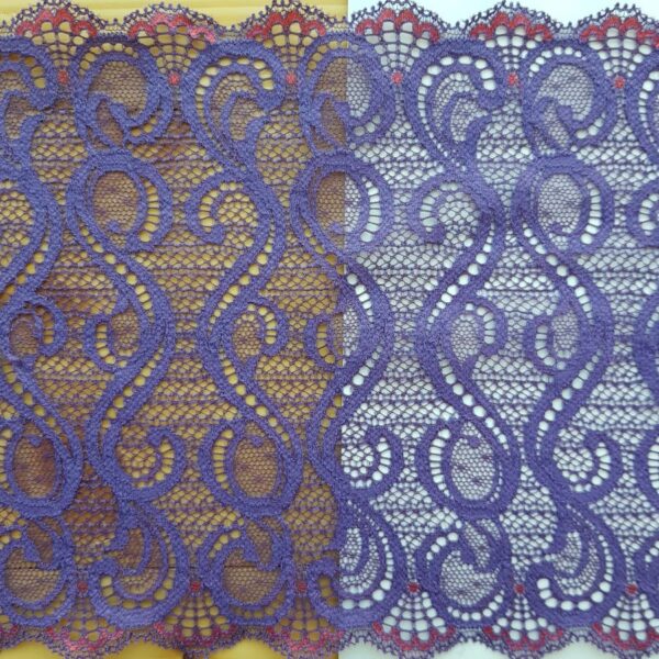 Elastische Spitze, Kringel, mauve mit fuchsia – Bild 3