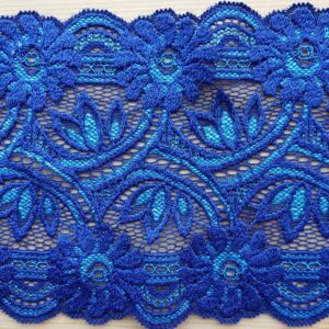 Elastische Spitze, blau mit türkis