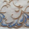 Schweizer Stickerei,  ca. 16 cm, graublau mit beige – Bild 2