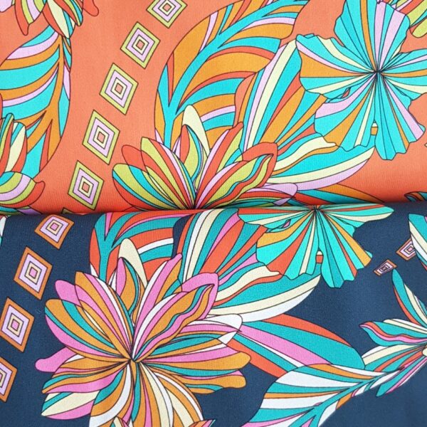Badelycra orange mit Streifenblumen – Bild 2